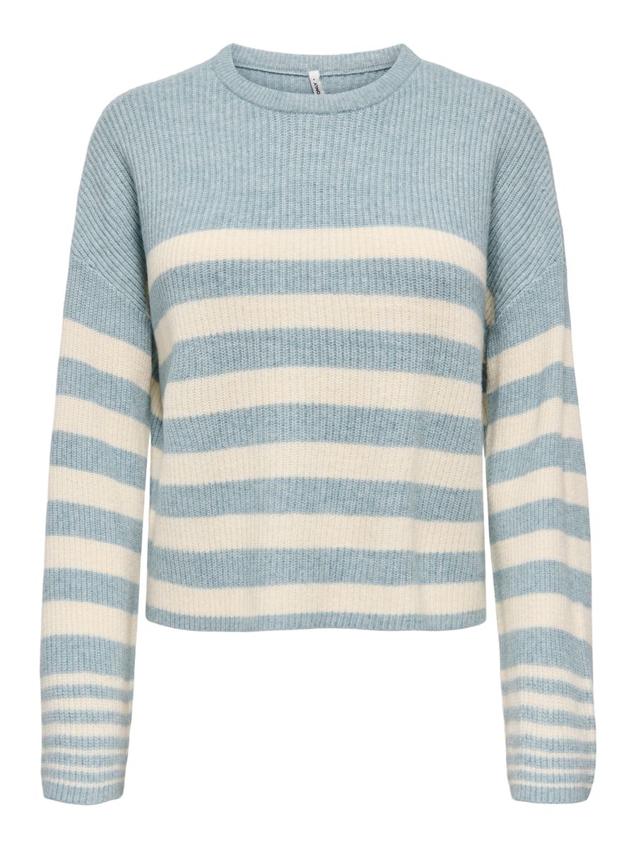 ONLKATIA LS RIB STRIPE O-NECK CC KNT