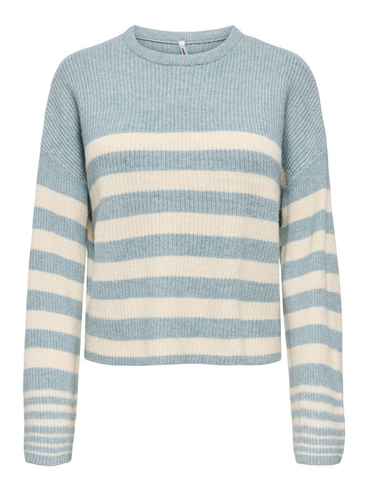 ONLKATIA LS RIB STRIPE O-NECK CC KNT