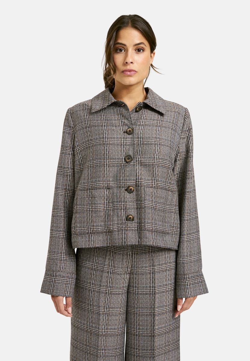 boxy jacket w/ collar & patched pockets 1/1 sleeve