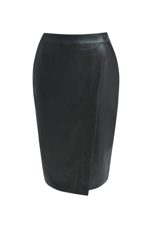 fake leather fake wrap skirt