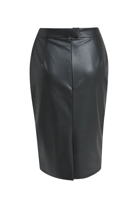 fake leather fake wrap skirt