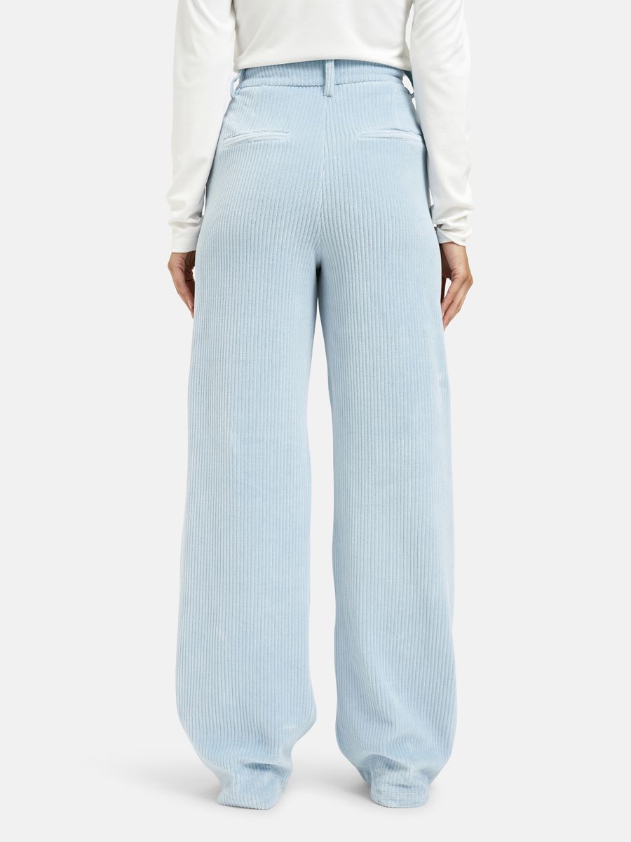 wideleg pants french pockets, elastic waist at back