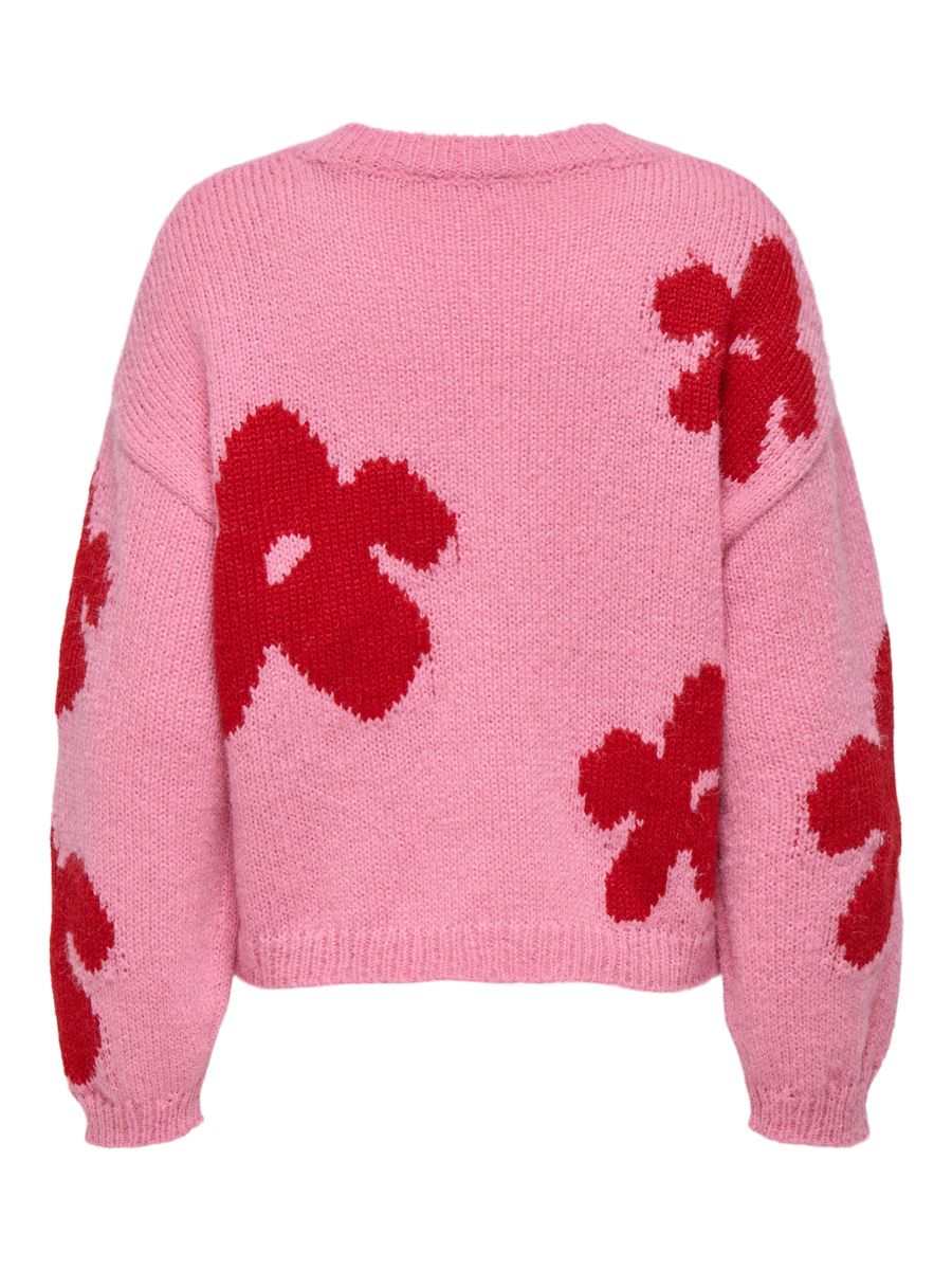 ONLBOOTLE LS FLOWER O-NECK KNT