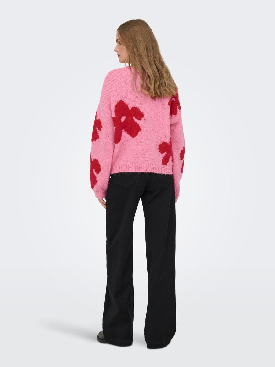 ONLBOOTLE LS FLOWER O-NECK KNT