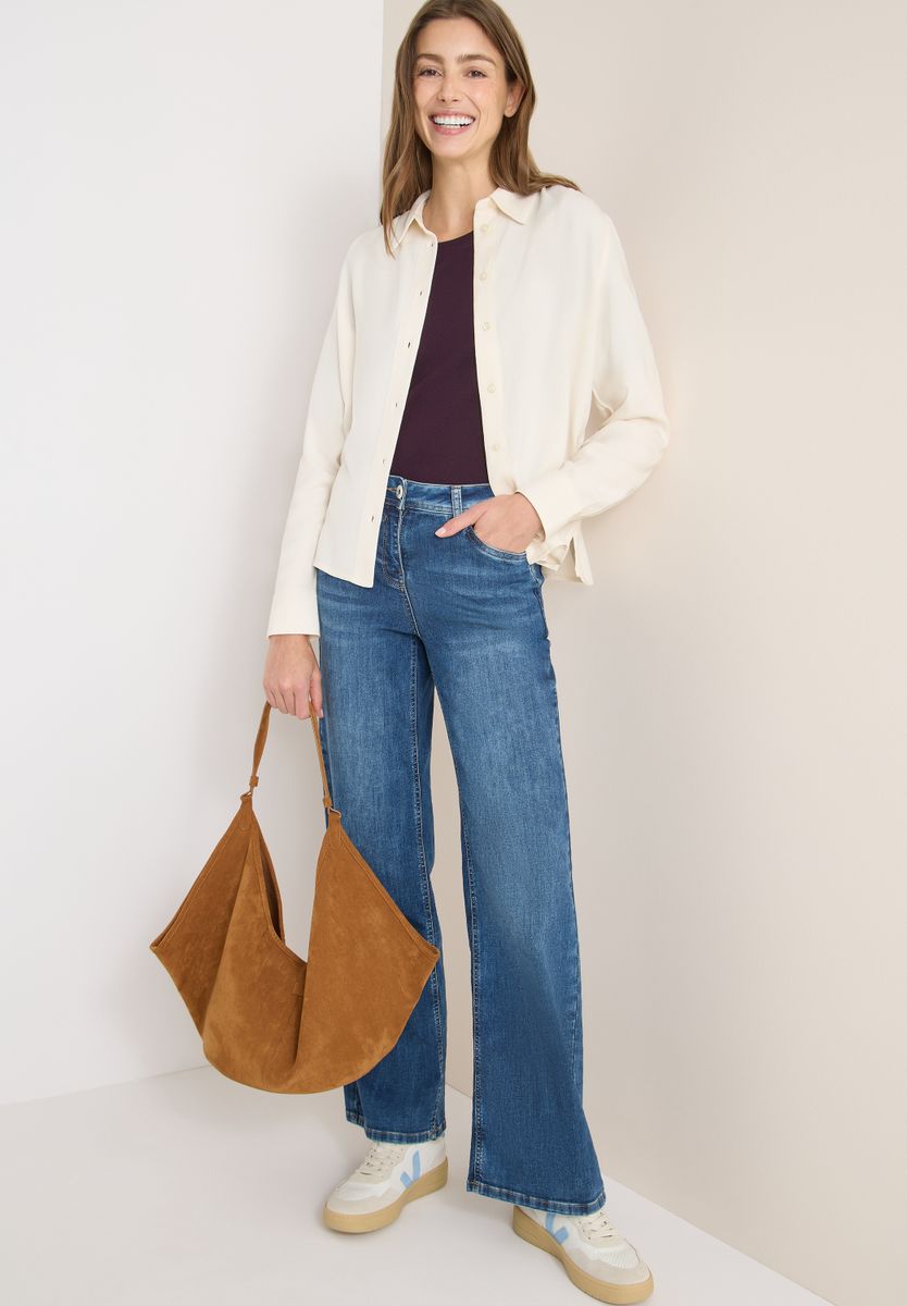 Softe Melange Hemdbluse