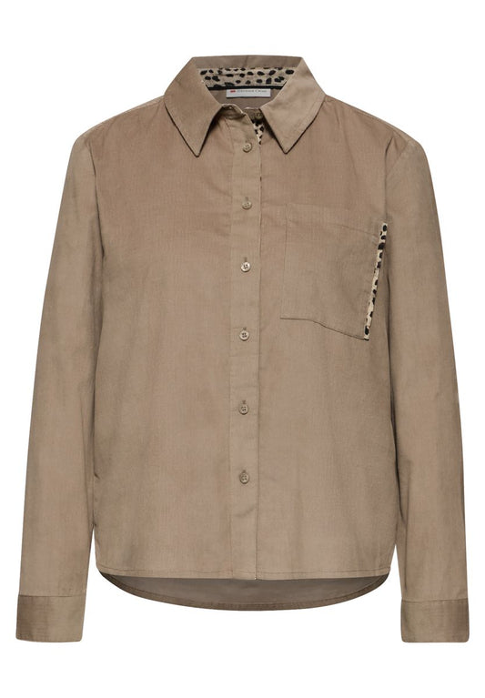 Cordbluse mit Tapedetails