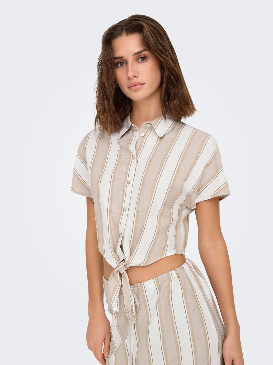 ONLJAKIRI LINEN S/S KNOT SHIRT WVN