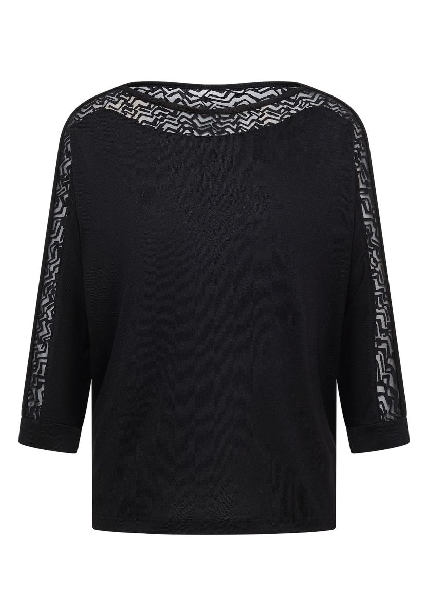 Batwing Shirt mit Mesh