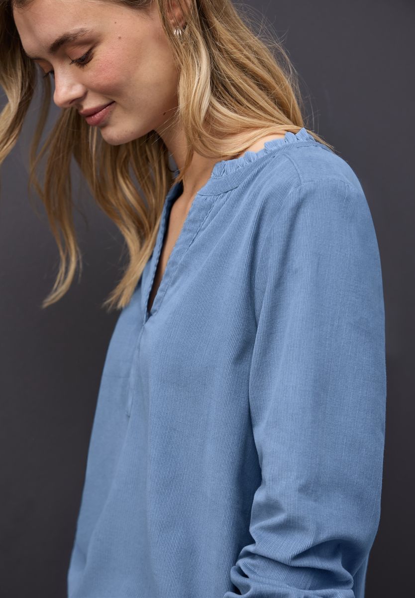 Cordbluse mit Rüschen