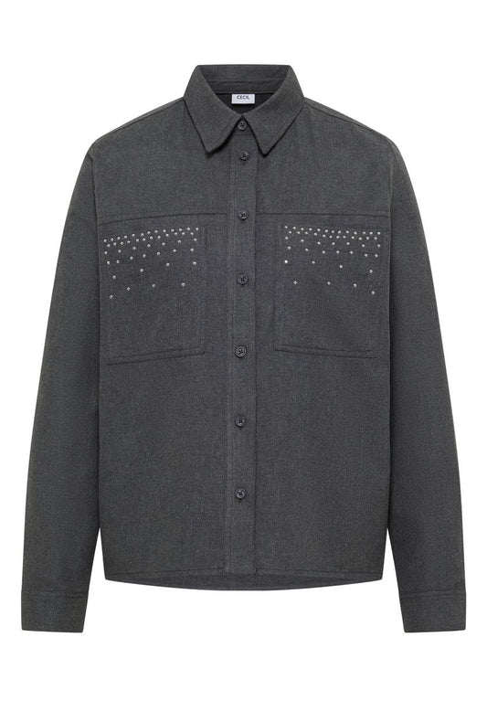 Flanellbluse mit Nieten