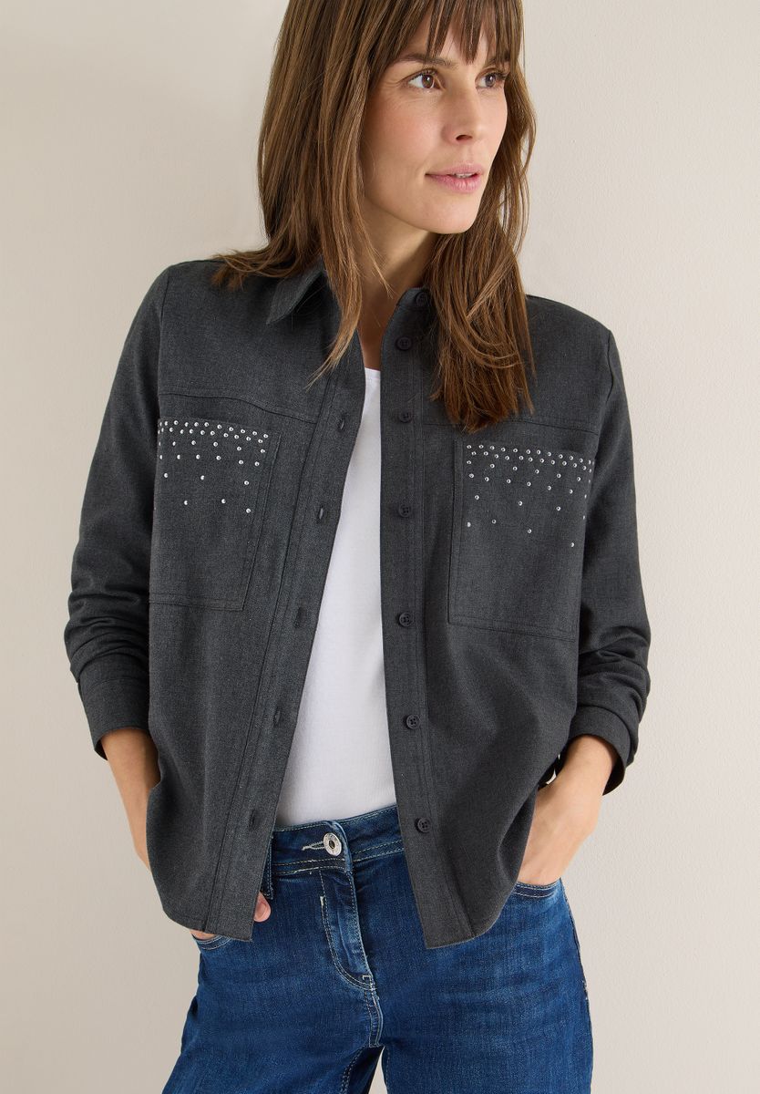 Flanellbluse mit Nieten