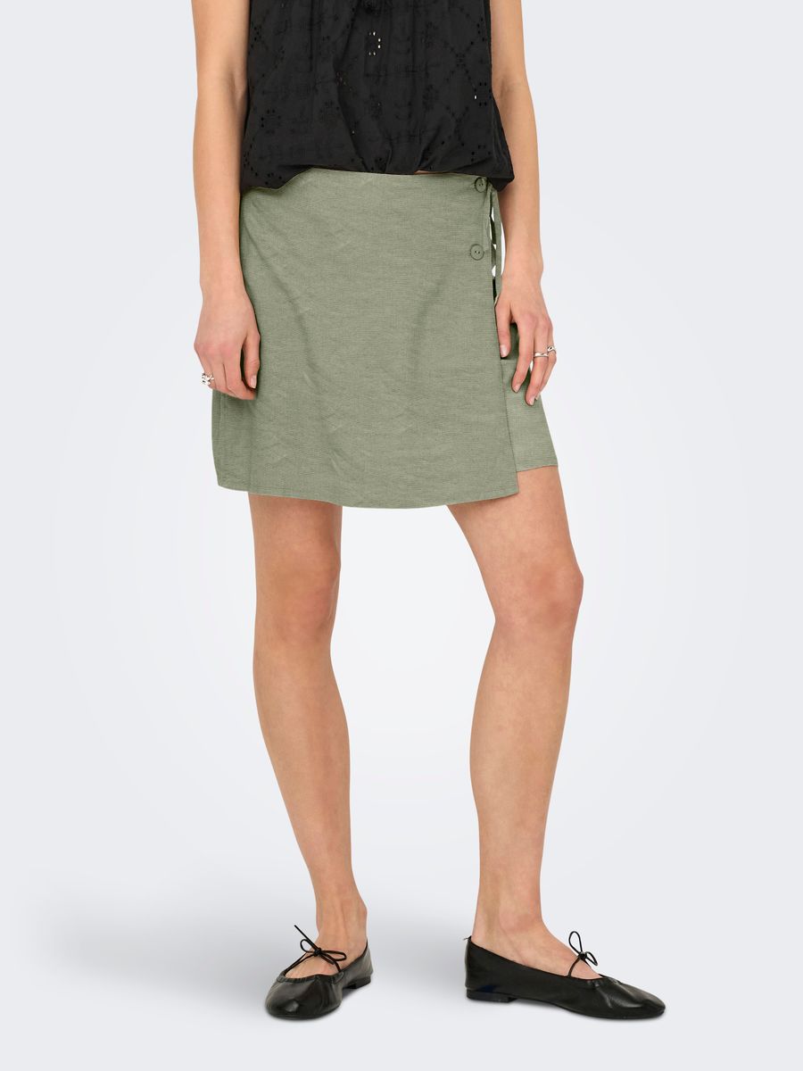 ONLCARO MW WRAP LINEN BL SKIRT CC PNT