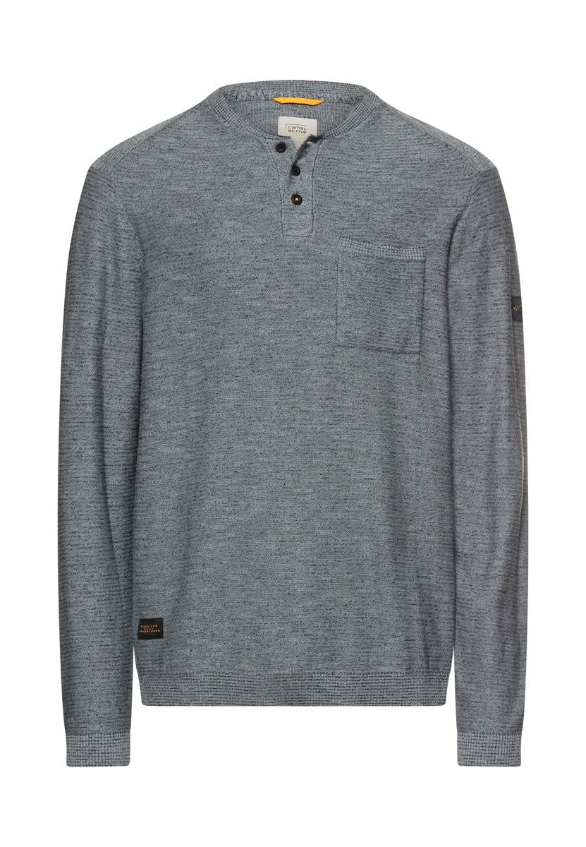 Pullover mit Henley Kragen