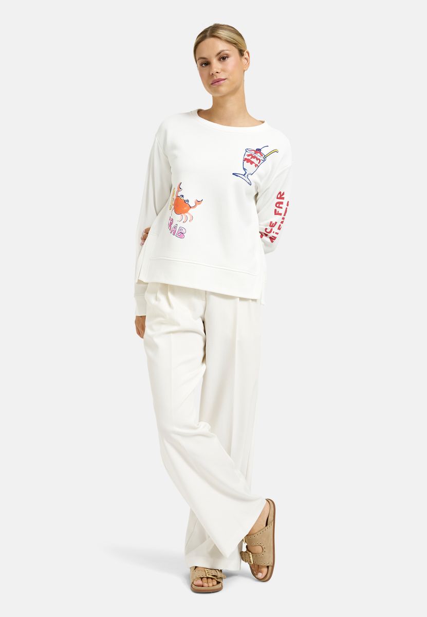 round neck sweatshirt w/ AW & slits 1/1 sleeve