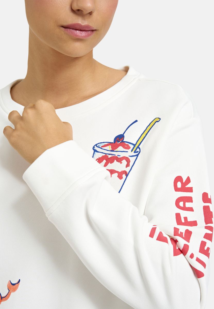 round neck sweatshirt w/ AW & slits 1/1 sleeve