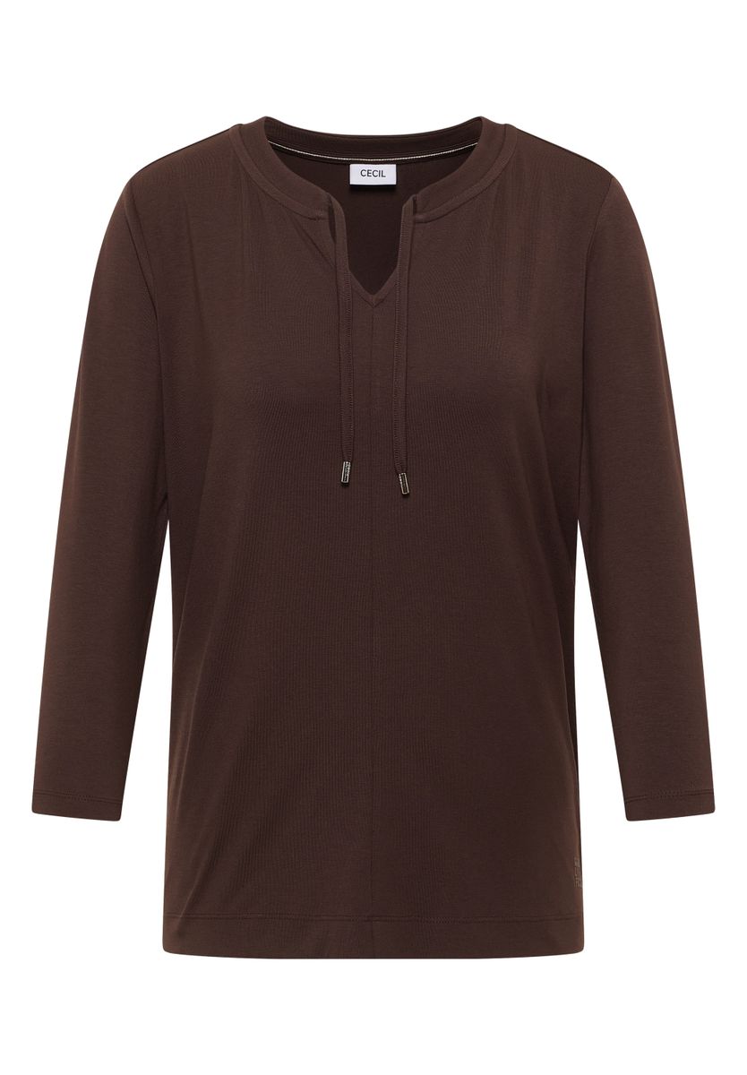 3/4-Arm Shirt mit Split Neck