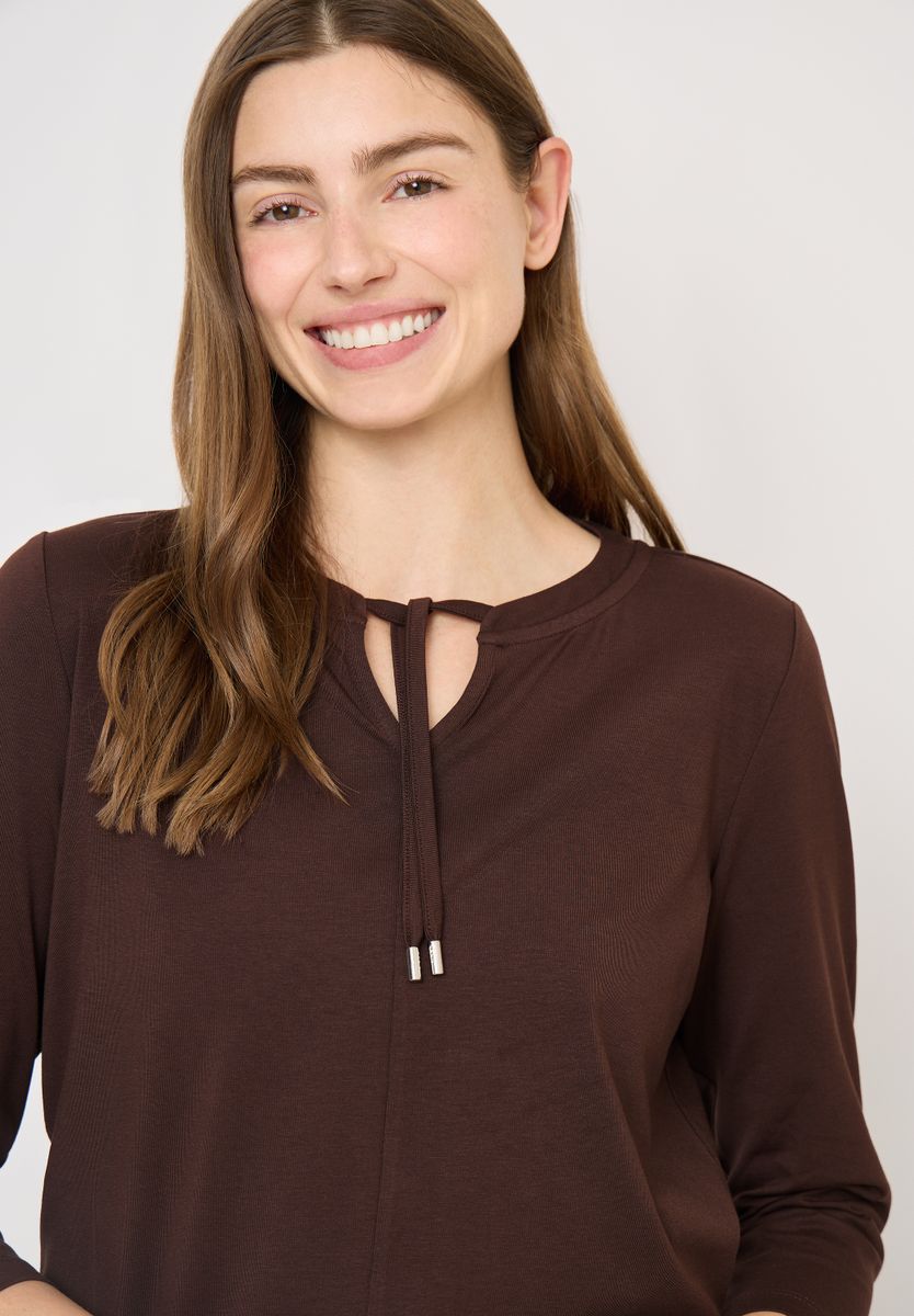 3/4-Arm Shirt mit Split Neck