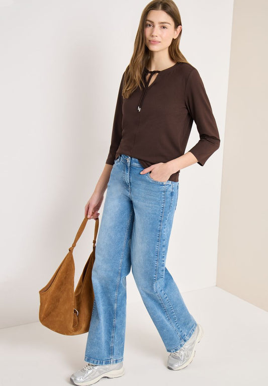 3/4-Arm Shirt mit Split Neck
