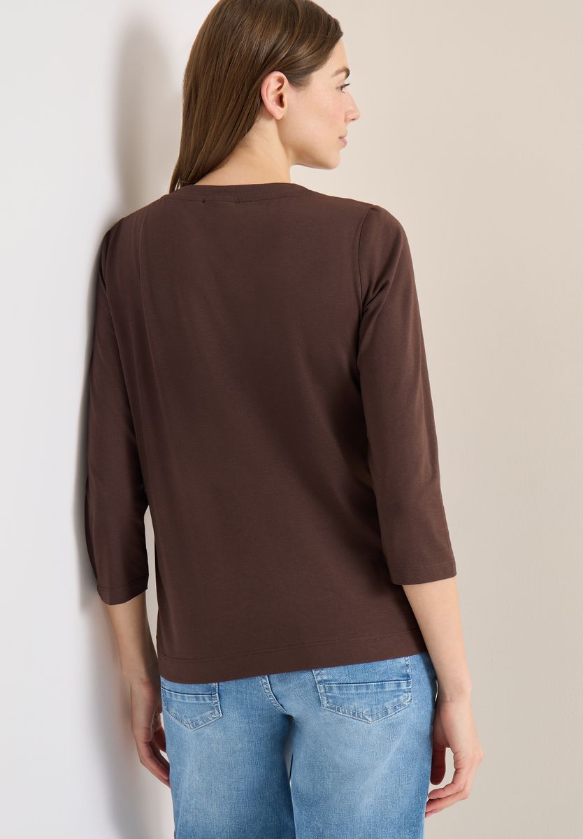 3/4-Arm Shirt mit Split Neck