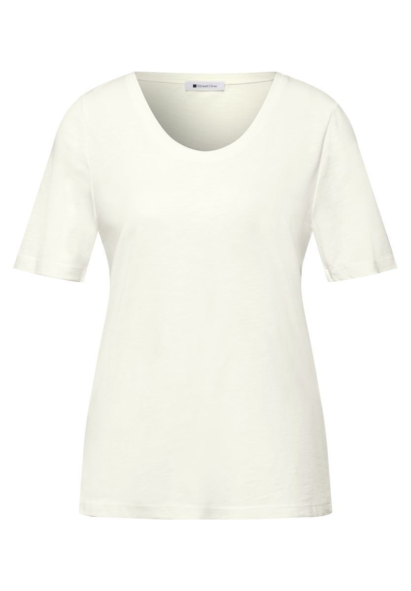 Basic T-Shirt mit gerundetem V-Neck