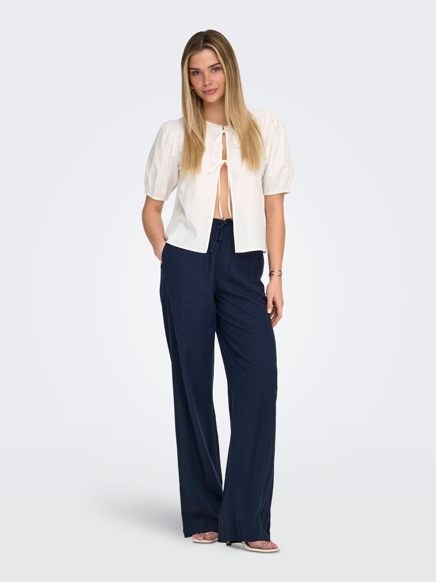 ONLJENNA S/S TIE 2-WAY TOP WVN NOOS