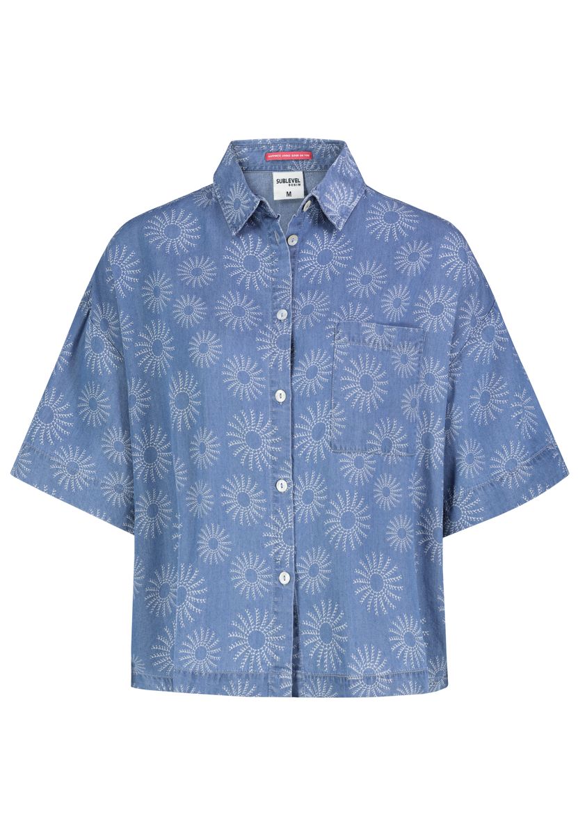 DOB Bluse, kurzen Ärmeln, überschni