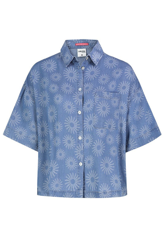 DOB Bluse, kurzen Ärmeln, überschni