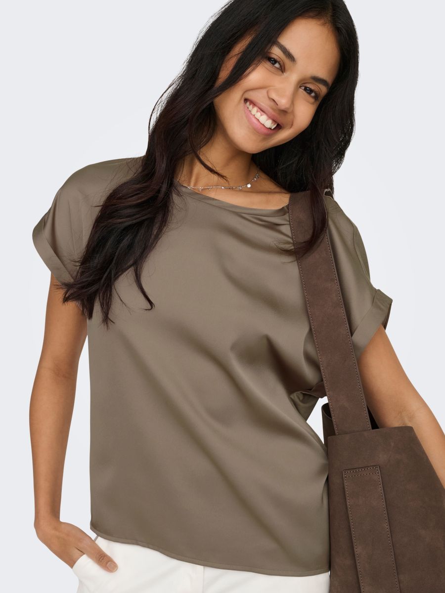 ONLLIEKE S/S SATIN MIX TOP WVN NOOS