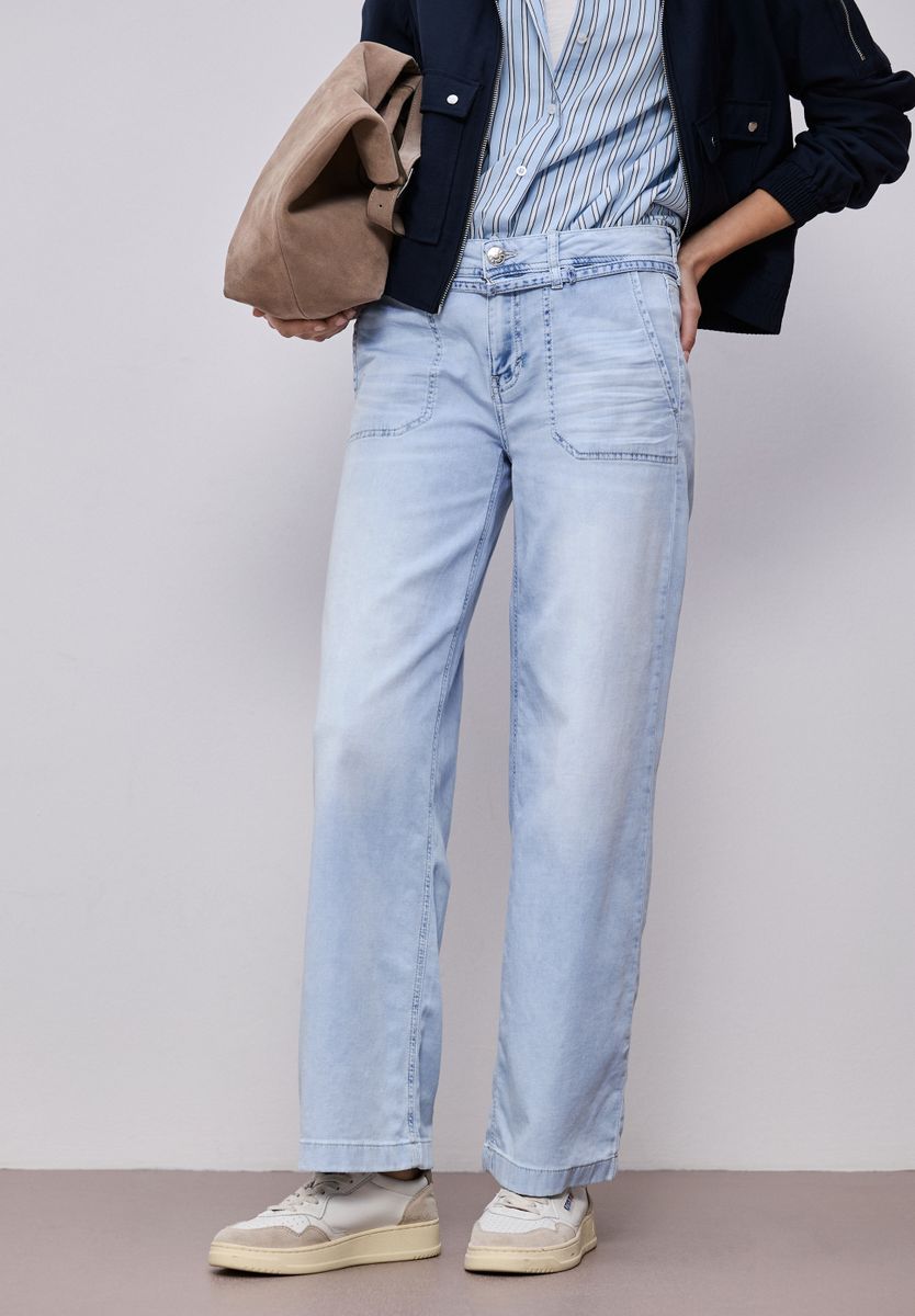 Wide Leg Jeans im Bleached-Look