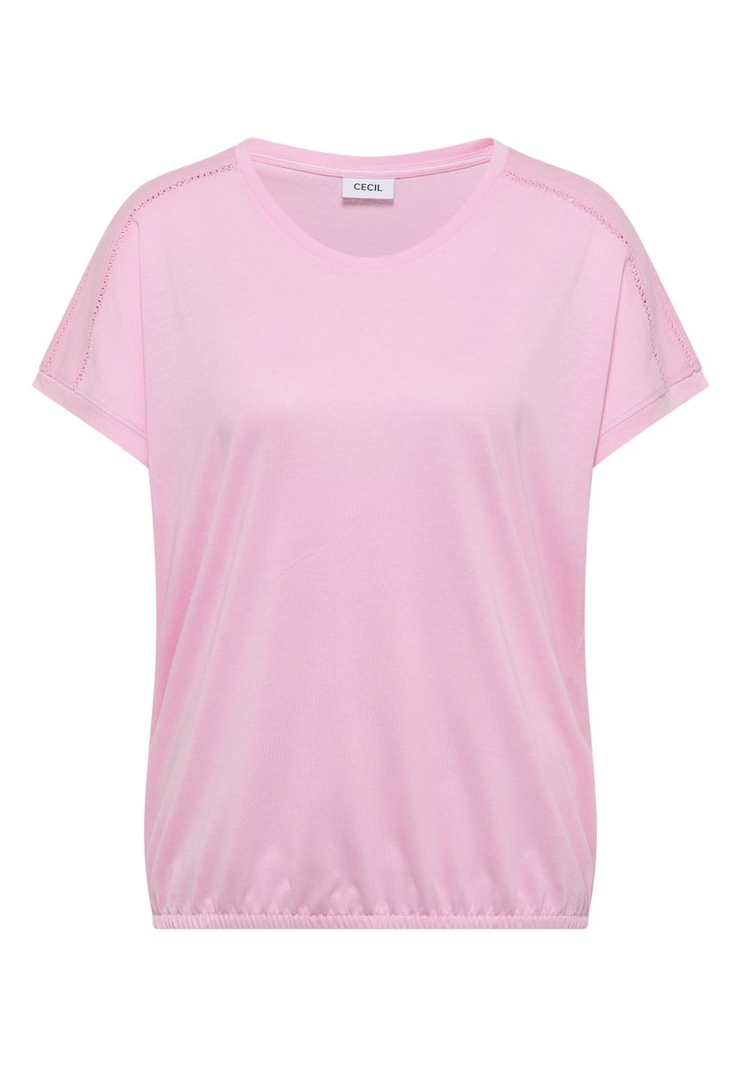 T-Shirt mit V-Neck und Spitzendetail