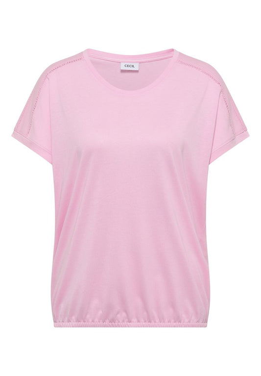 T-Shirt mit V-Neck und Spitzendetail