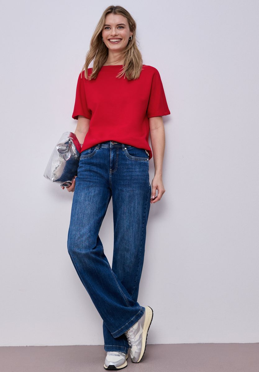 Dropped Shoulder Shirt mit Rippdetail