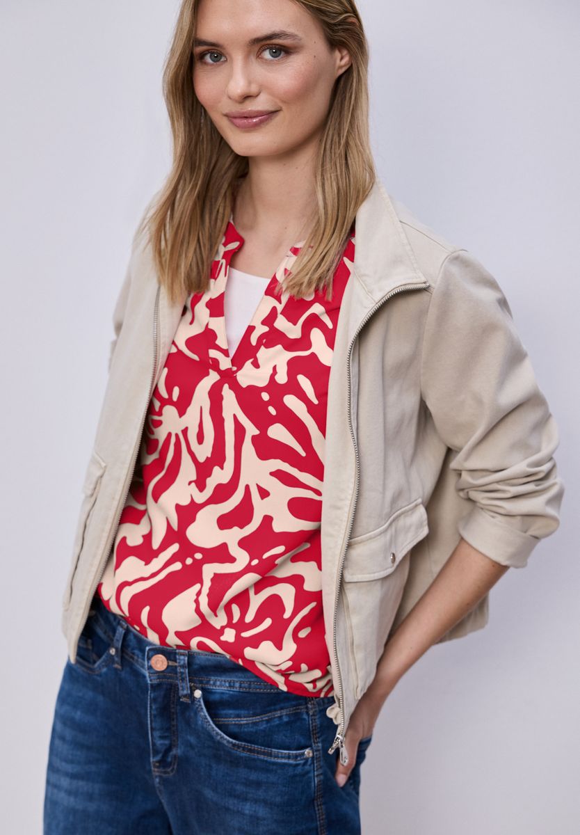 Kurzarm Bluse mit floralem Muster