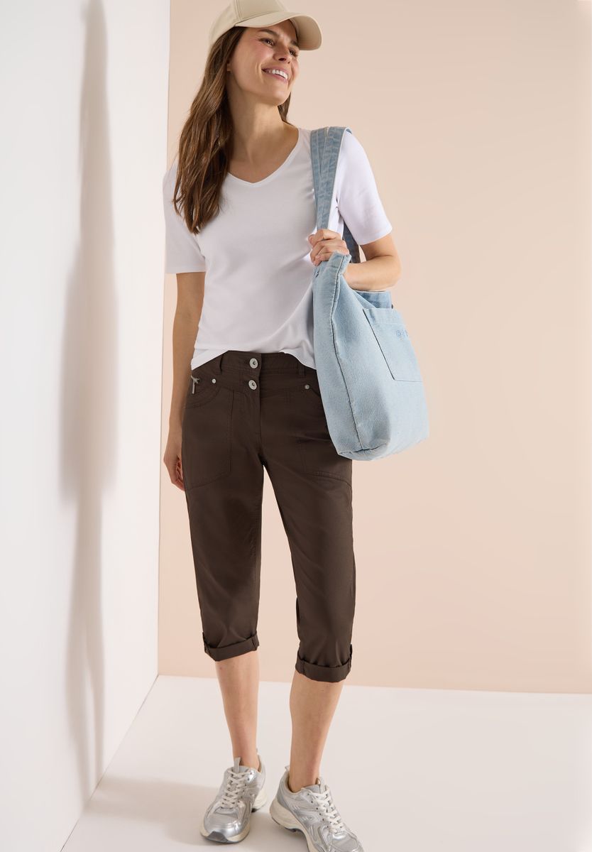 3/4 Mid Waist Casual Fit Hose mit Turn Up
