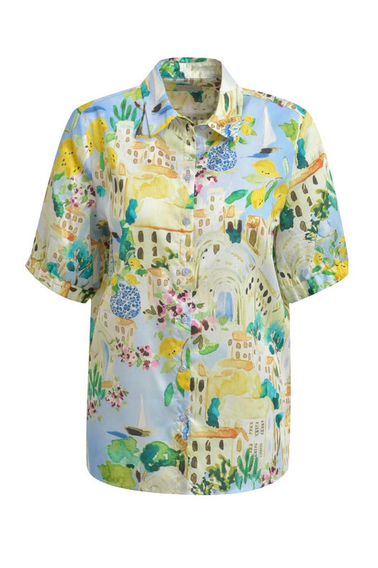 shirt blouse 1/2 sleeve w elastic cuff