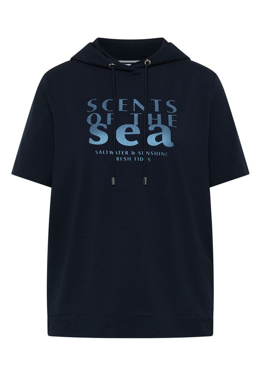 Kurzarm Shirt mit Kapuze und Wording