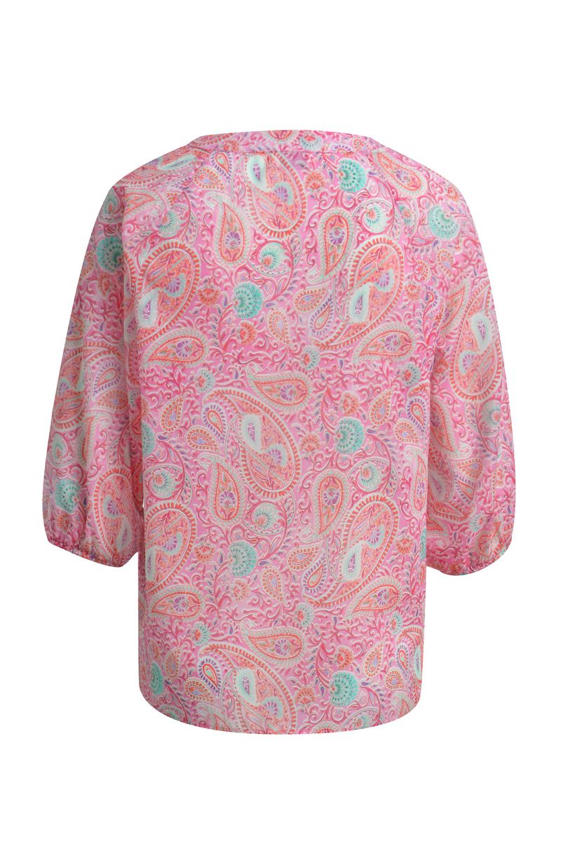 blouse w neckpanel + slit, 3/4 raglan sleeves