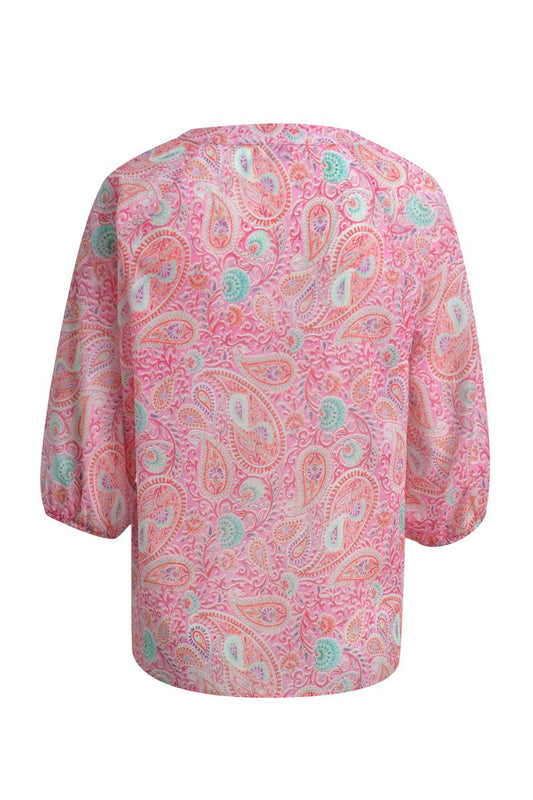 blouse w neckpanel + slit, 3/4 raglan sleeves