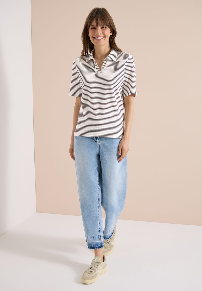 Kurzarm Poloshirt mit Streifen