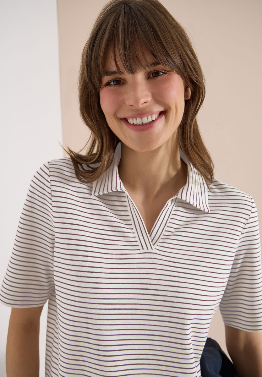 Kurzarm Poloshirt mit Streifen