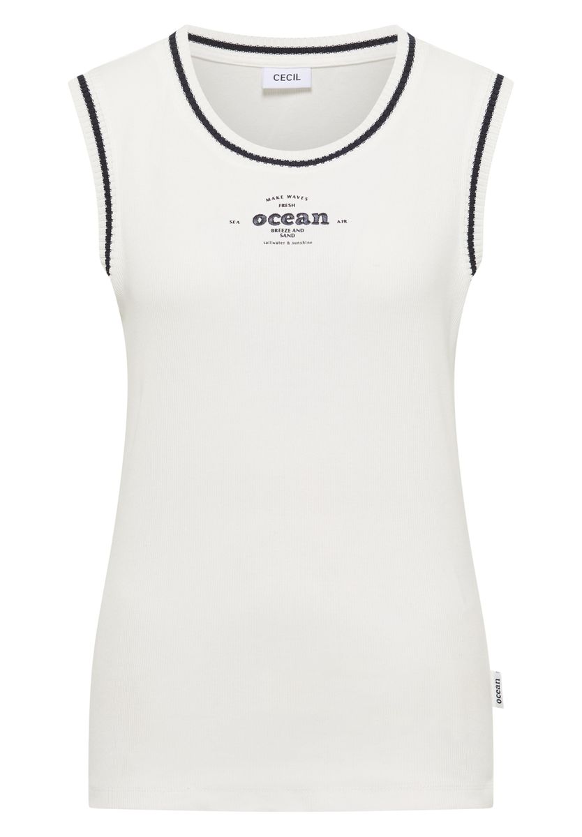 Top mit Rundhals und Kontrastdetails