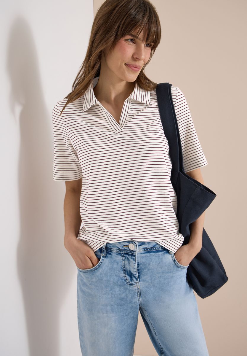 Kurzarm Poloshirt mit Streifen