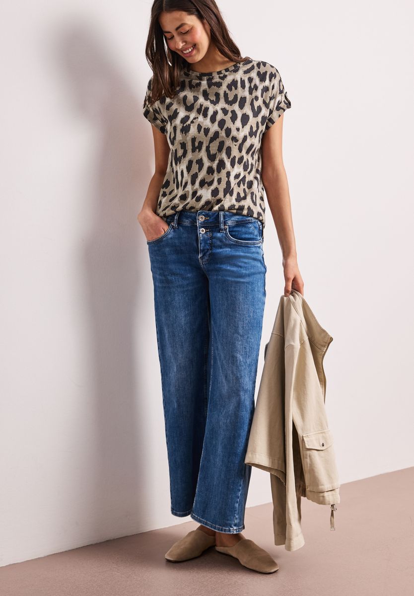 Dropped Shoulder Shirt mit Leo-Muster