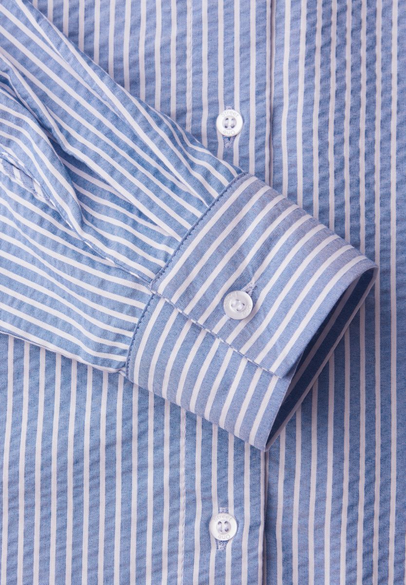 Langarm Bluse aus Seersuckerqualität