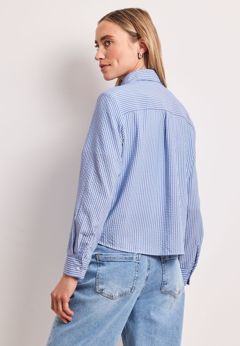 Langarm Bluse aus Seersuckerqualität