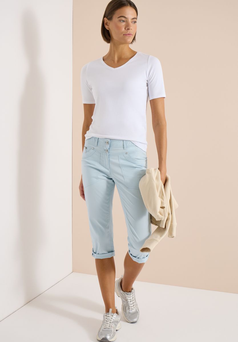 3/4 Mid Waist Casual Fit Hose mit Turn Up