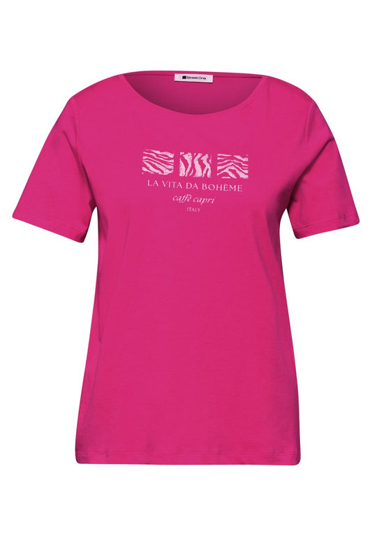 Basic T-Shirt mit Rundhals und Print