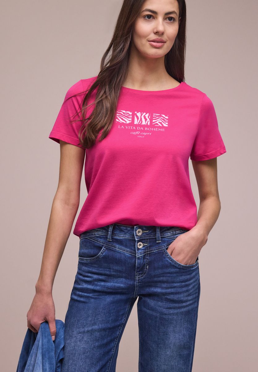 Basic T-Shirt mit Rundhals und Print