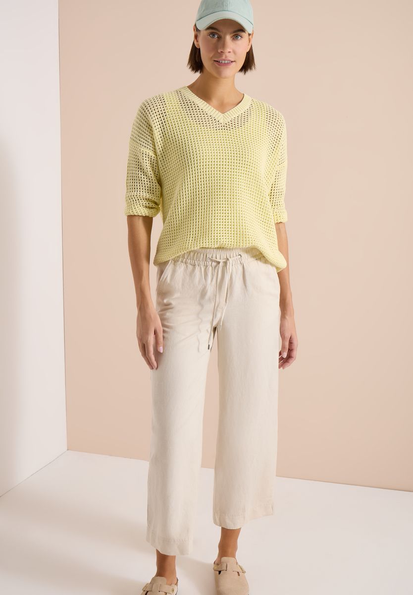 Kurzarm Pullover im Crochet-Look