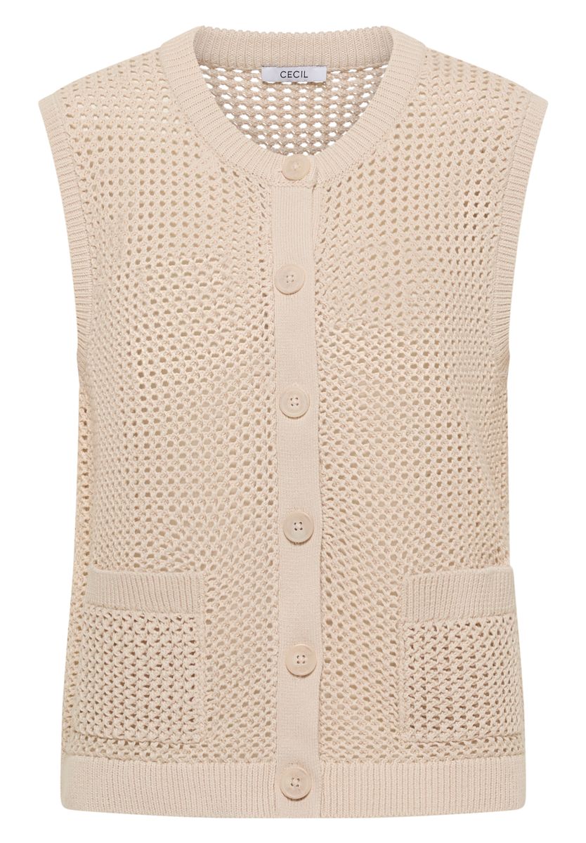 Weste mit Rundhals im Crochet-Look